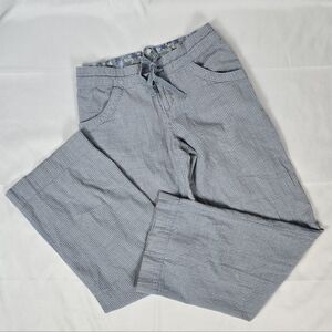 Lux Light Blue Striped Flare Pants Drawstring Waist Size 7 28"